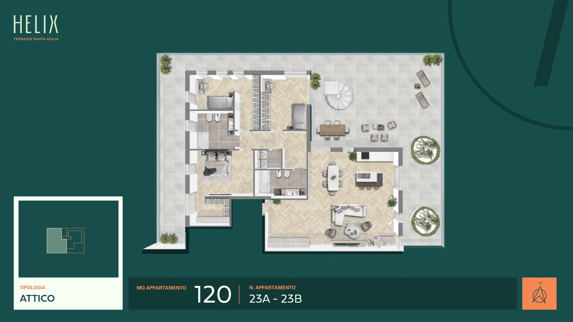 Helix - Santa Giulia - Attico 120mq