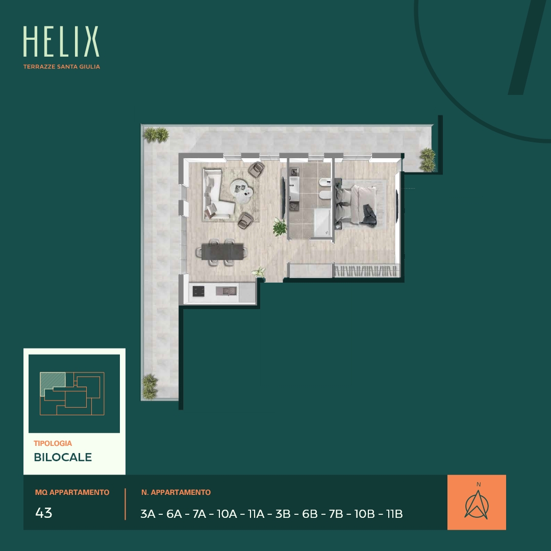 Helix - Santa Giulia - Bilocale 43mq - M