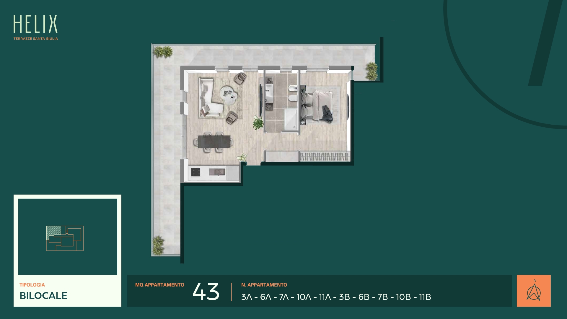 Helix - Santa Giulia - Bilocale 43mq