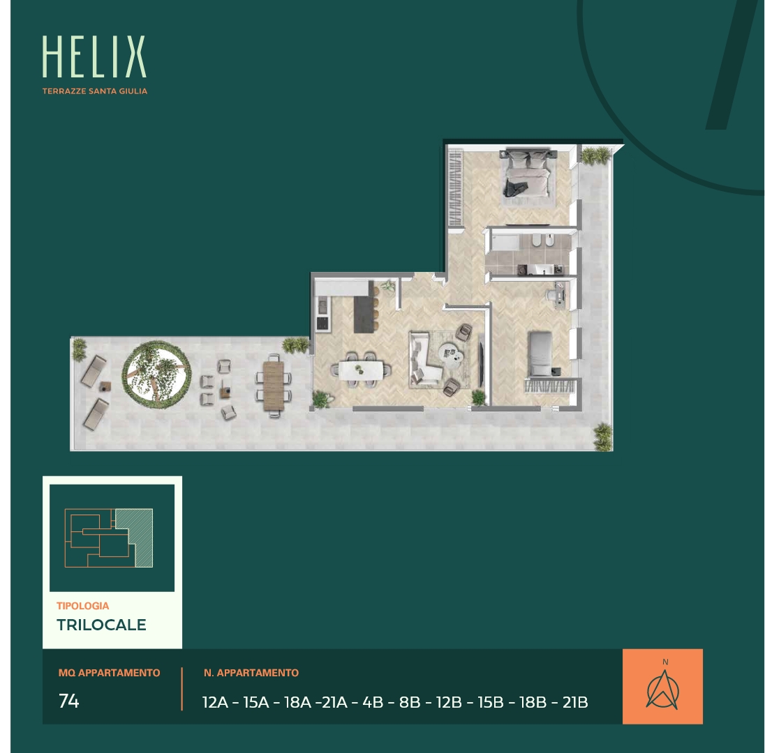 Helix - Santa Giulia - Quadrilocale 74mq B - M