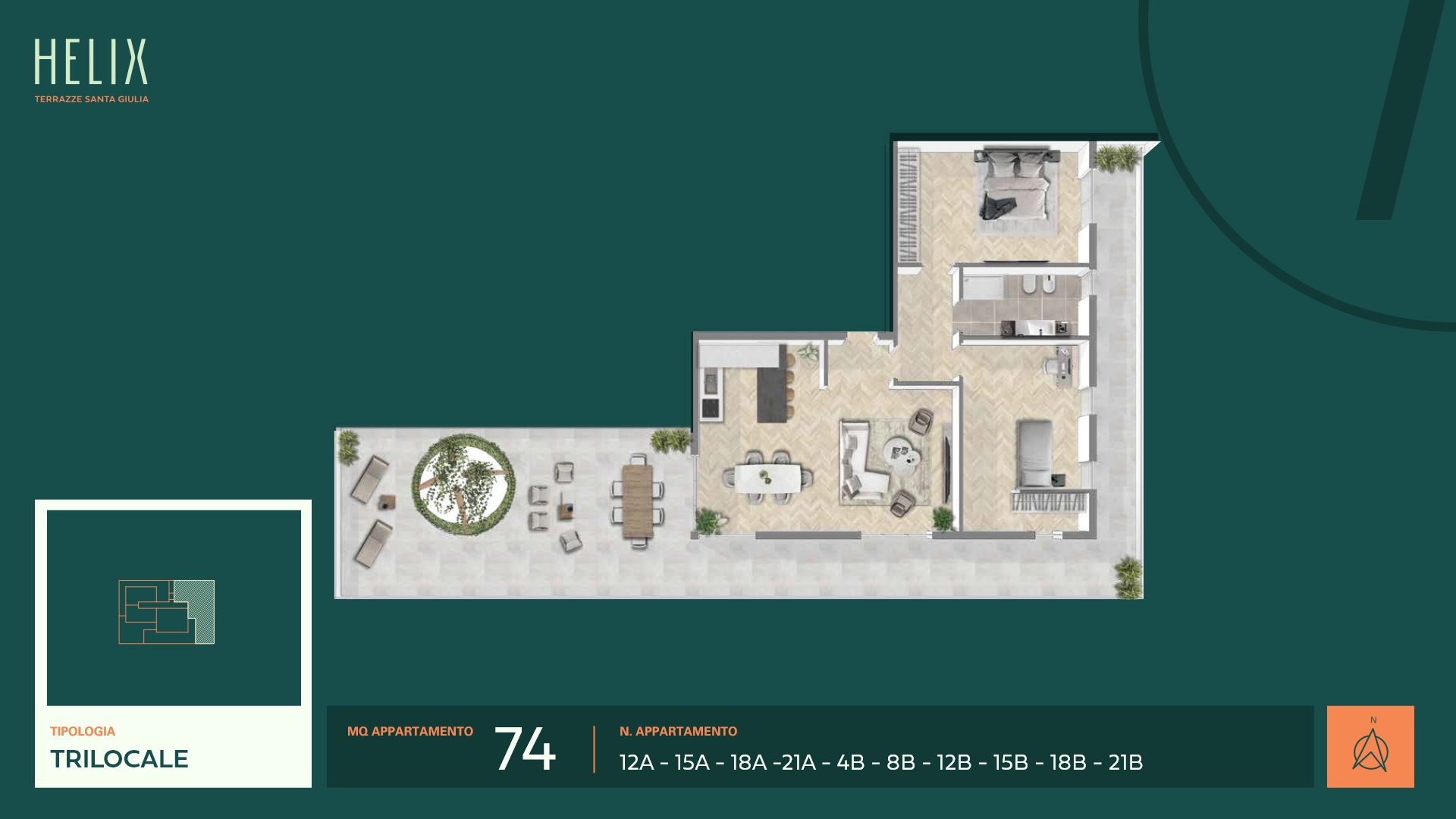Helix - Santa Giulia - Quadrilocale 74mq B