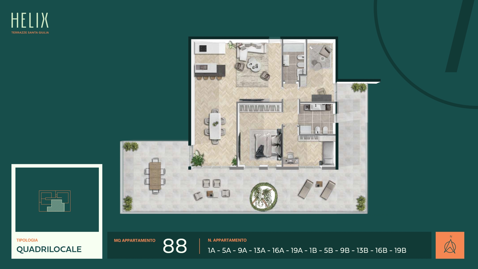 Helix - Santa Giulia - Quadrilocale 88mq